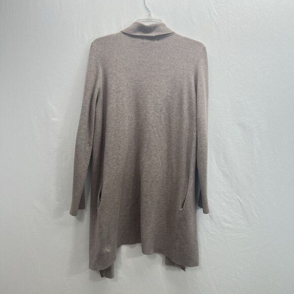 Rachel Zoe Open Front Cardigan Women's M Taupe Beige Neutral Minimalist Pockets - Picture 10 of 11